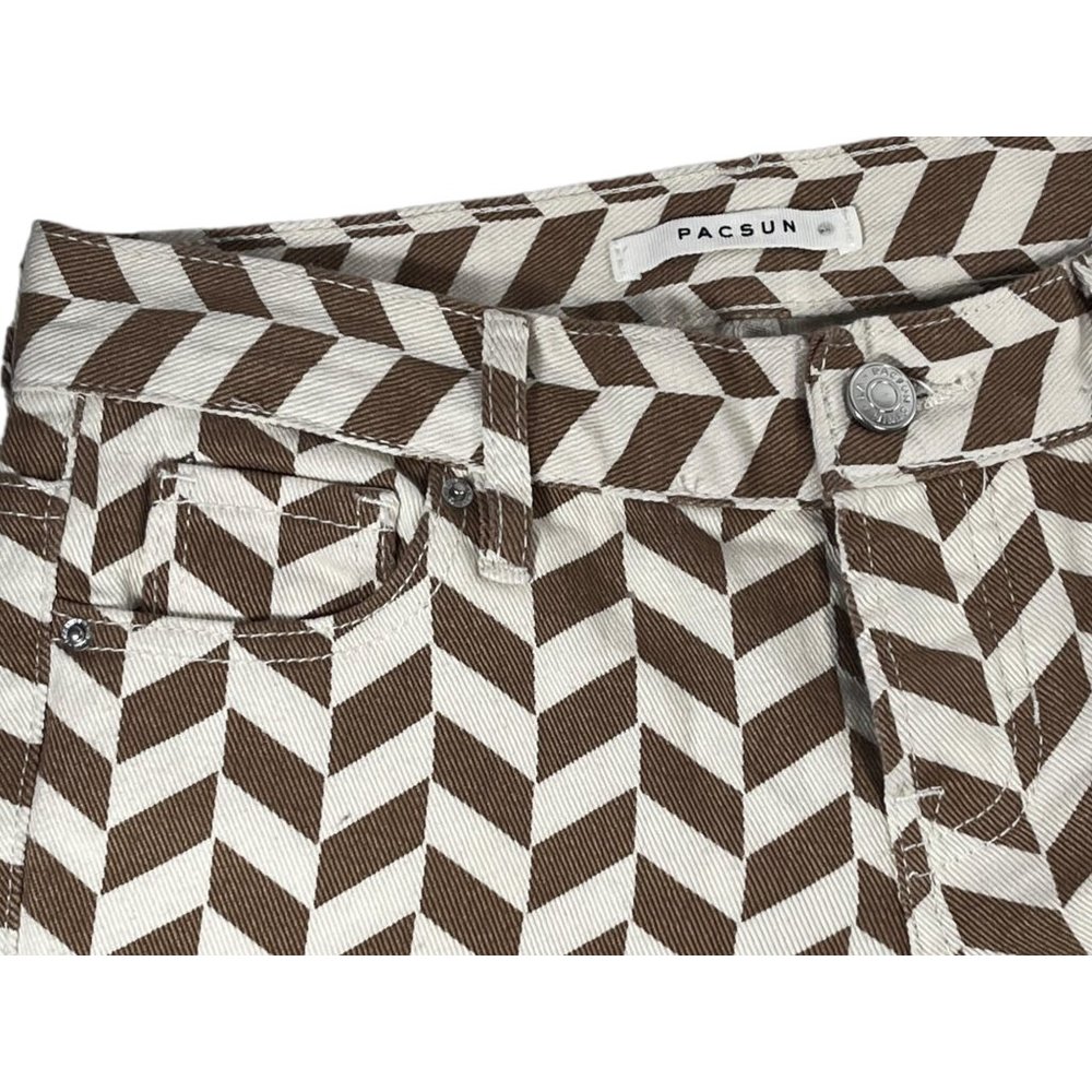Pacsun Jeans Low Rise Brown Chevron Straight Leg Slit Denim Pants Womens 24” - Picture 9 of 11